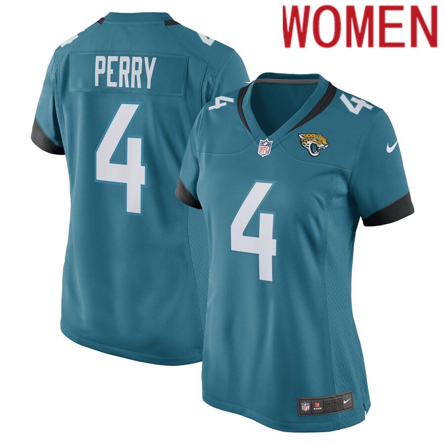 Women Jacksonville Jaguars #4 E.J. Perry Nike Teal Game Player NFL Jersey->women nfl jersey->Women Jersey